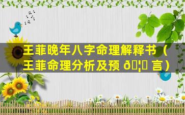 王菲晚年八字命理解释书（王菲命理分析及预 🦟 言）